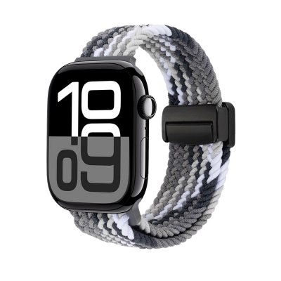 Elastiskt vävt nylonarmband i multifärg svart för Apple Watch Ultra 3 49mm – vy framifrån