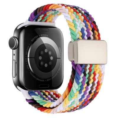 Apple Watch 42/44/45mm regnbåge nylonarmband elastiskt och justerbart