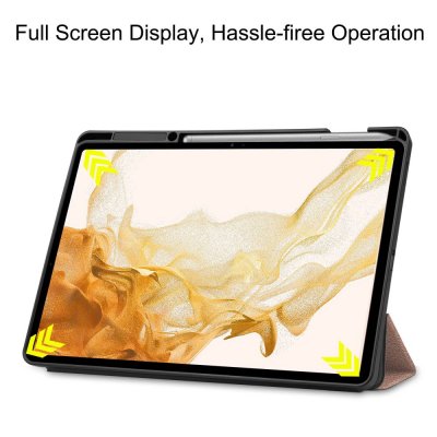 Köp Fodral Tri-Fold Galaxy Tab S7 Plus/S8 Plus 12.4 Med S Pen-hållare Roséguld Online
