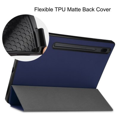 Köp Fodral Tri-Fold Galaxy Tab S7 Plus/S8 Plus 12.4 Med S Pen-hållare Blå Online