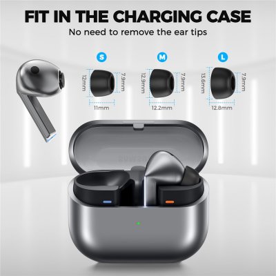 Ahastyle Galaxy Buds 3 Pro memory foam ear tips laddningsetui kompatibilitet