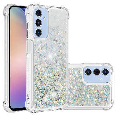Glitter TPU-skal i silver till Samsung Galaxy A17 med flytande effekt
