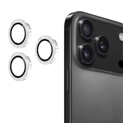Hat Prince Glitter linsskydd silver till iPhone 17 Pro – applicerat på kamera