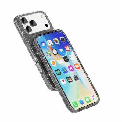 Hållbart glitter-skal med transparent finish och MagSafe för iPhone 17 Pro