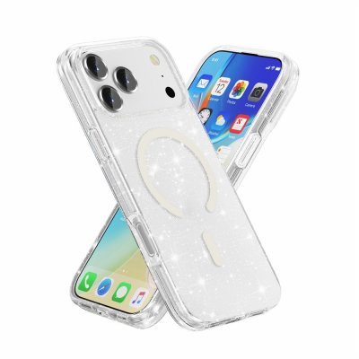 iPhone 17 Pro skal med glittereffekt och MagSafe-stöd
