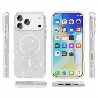 Magnetvänligt TPU-skal med glittrande inslag för iPhone 17 Pro