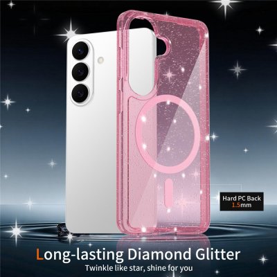 Samsung Galaxy S26 MagSafe-skal i transparent rosa sett från flera vinklar