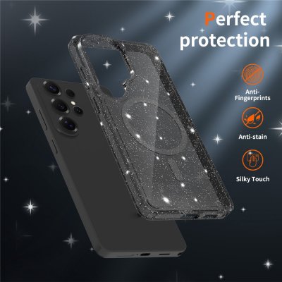 Slimmat glitter-skal i transparent svart till Samsung Galaxy S26 Ultra med exakt passform