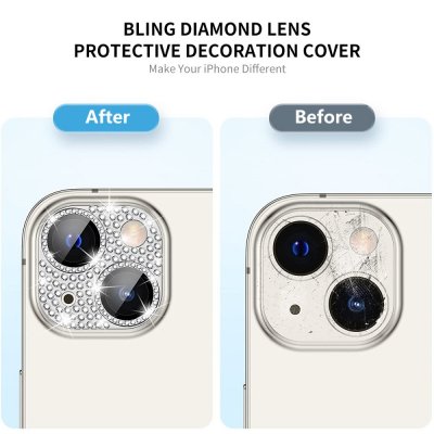 Köp Hat Prince Glitter Kameraskydd Aluminium iPhone 15/iPhone 15 Plus Multifärg Online