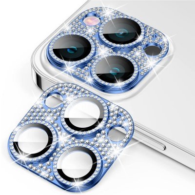Köp Hat Prince Glitter Kameraskydd Aluminium iPhone 15 Pro/iPhone 15 Pro Max Blå Online