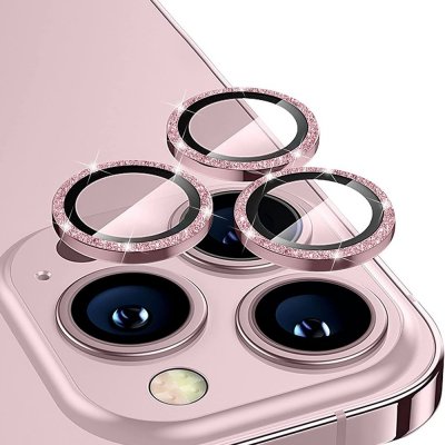 Glitter Linsskydd iPhone 16 Pro Rosa