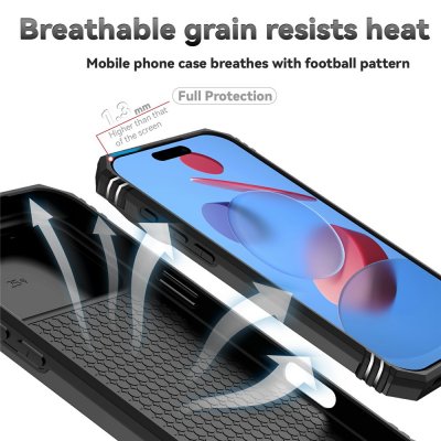 Detaljerad bild av inre konstruktion för hybridskal iPhone 17 Pro svart med stötdämpande lager