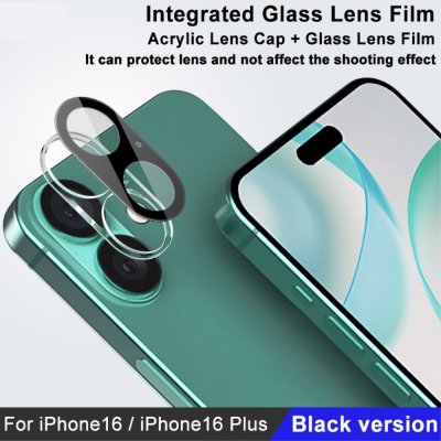 Härdat Glas Linsskydd iPhone 16 Plus Svart