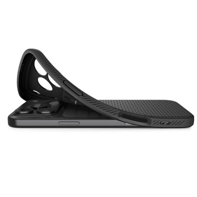 Spigen Liquid Air skal i matt svart till iPhone 17 Pro Max – liggande position