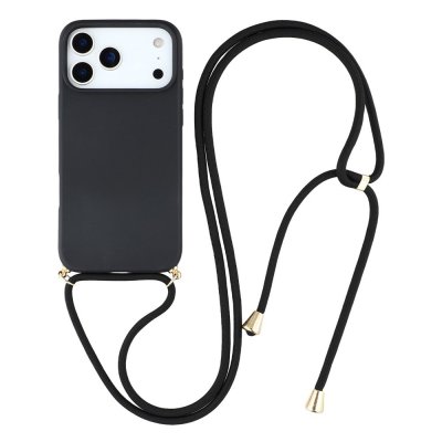 iPhone 17 Pro Max skal med svart halsband – praktisk handsfree-design