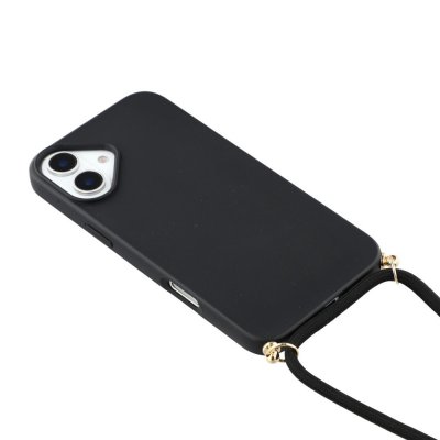 Praktiskt svart iPhone 17 skal med justerbart halsband för handsfree-användning