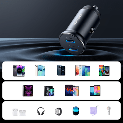 Köp Joyroom Mini Dual Port Billaddare USB-C PD 30W Svart online