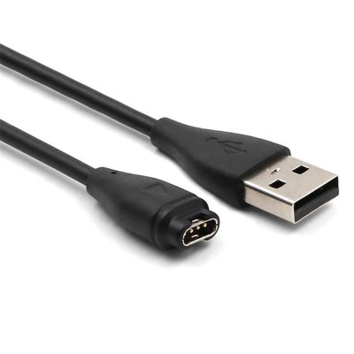 USB-laddare till Garmin Fenix 8 43mm i svart utförande, liggande vy