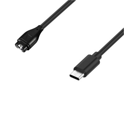 USB-C till Garmin laddkabel till Garmin Fenix 8 43mm visad med båda ändar