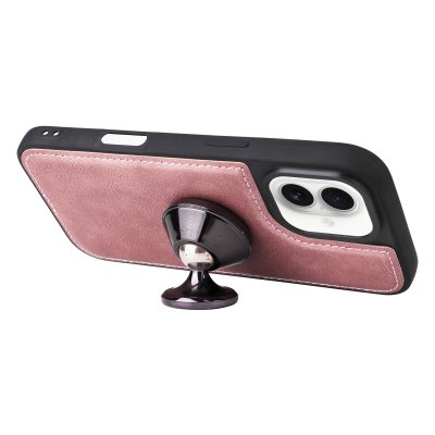 iPhone 17 i rosa magnetfodral med metallplatta för bilhållare