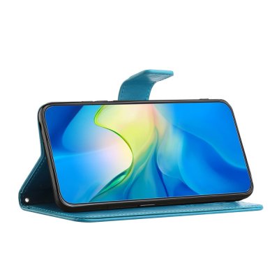 Plånboksfodral Google Pixel 10a blå med fjärilar och stativfunktion
