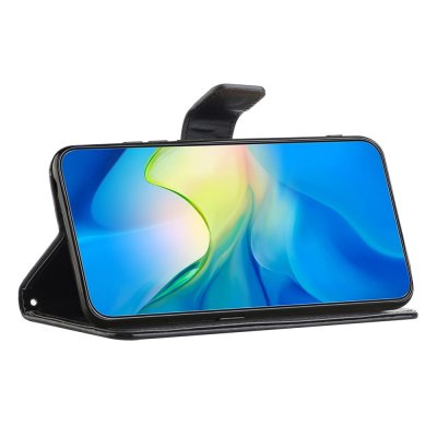 Svart läderfodral fjärilar Samsung Galaxy A36 med stativfunktion