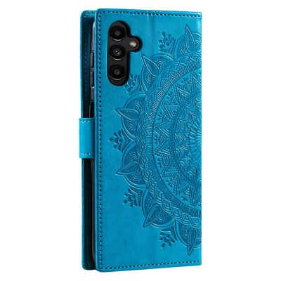 Mandala läderfodral blått till Samsung Galaxy A57 visat från baksidan