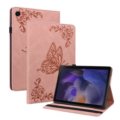 Samsung Galaxy Tab A11 Plus rosa fjärilsfodral – vikbart och dekorativt