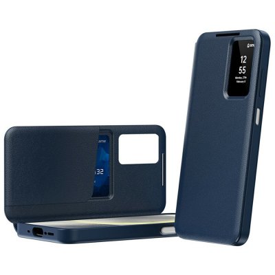 Samsung Galaxy A37 blått läderfodral med Smart View-fönster