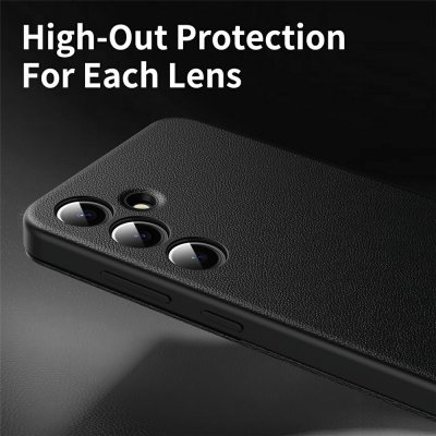 Skydd för kameramodul på Galaxy A56 med upphöjd ram i svart Smart View-läderfodral