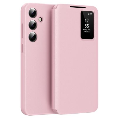 Rosa Smart View-läderfodral till Samsung Galaxy S26 – fram- och baksida