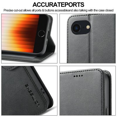 Svart plånboksfodral LC.IMEEKE i klassisk design för iPhone 17e