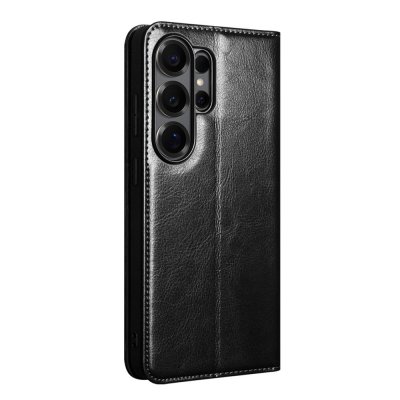 Tunt Qialino läderfodral i svart färg för Samsung Galaxy S26 Ultra