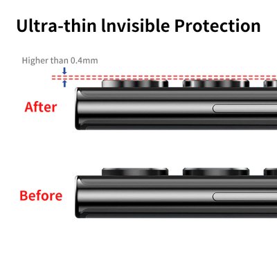 Tunn profil på linsskydd i härdat glas till Galaxy S26 Ultra – sidovy