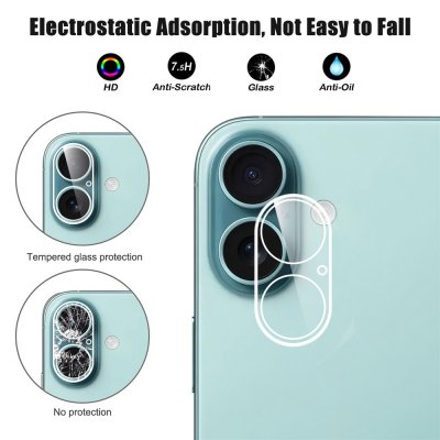 Illustration av funktioner för iPhone 17 linsskydd i härdat glas