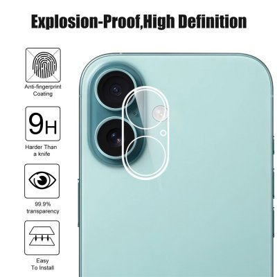 Närbild på iPhone 17 linsskydd i härdat glas – skydd mot repor och damm