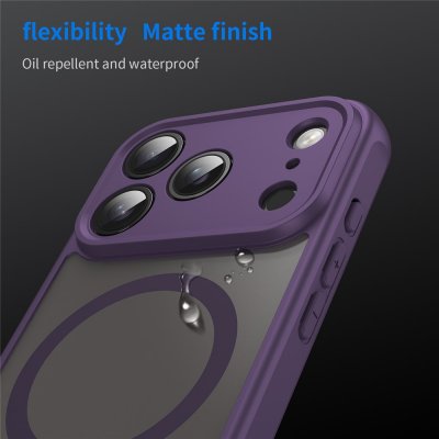 Kameraskydd och matt lila yta på Magnetic Hybrid Skal iPhone 17 Pro