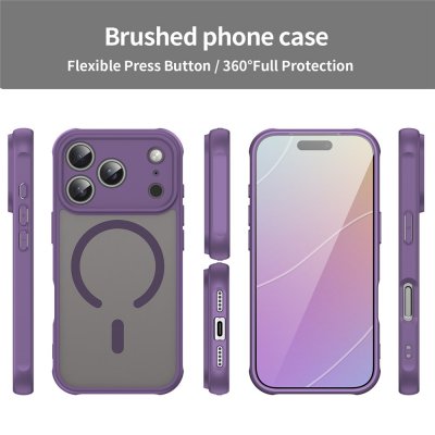Explosionsvy av Magnetic Hybrid Skal iPhone 17 Pro – komplett skydd i lila