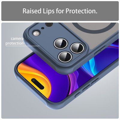 Magnetiskt mobilskal med upphöjt skydd för kamera och skärm – iPhone 17 Pro Max blå