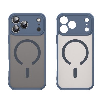 Framsida och baksida av Magnetic Hybrid Skal – blå version till iPhone 17 Pro Max