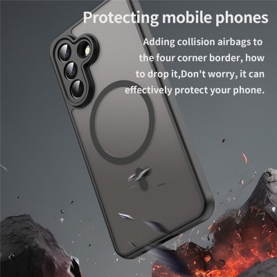 Stötsäkert MagSafe-skal Samsung Galaxy A57 i matt svart – magnetisk design