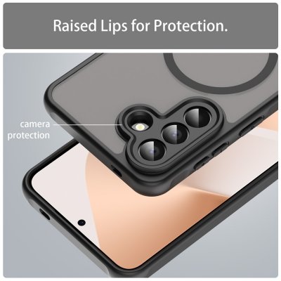 Magnetiskt skyddsskal Samsung Galaxy A57 i matt svart – kompatibelt med trådlös laddning