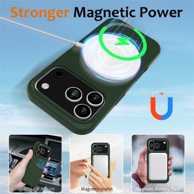Magnetiskt kompatibelt skal i mörkgrön nyans till iPhone 17 Pro Max