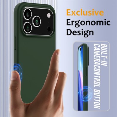Greppvänligt och ergonomiskt MagSafe-skal i mörkgrönt till iPhone 17 Pro Max