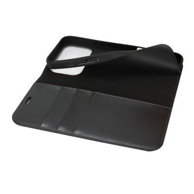 Mobilfodral med magnetisk stängning – svart läder för iPhone 17 Pro Max
