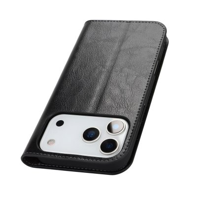 Designad baksida i svart läder – fodral för iPhone 17 Pro Max