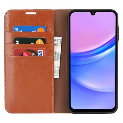 Samsung Galaxy A17 fodral i äkta läder med kortfack och sedelficka
