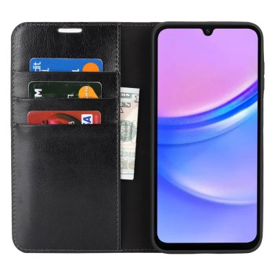 Samsung Galaxy A17 mobilfodral i äkta läder med kort- och sedelfack