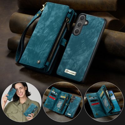Närbild på CaseMe Multi-Slot Galaxy S26 fodral i blå design och struktur