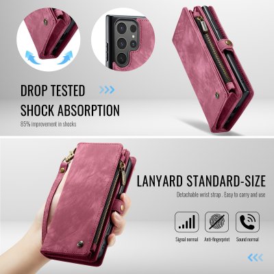 CaseMe fodral Galaxy S26 Ultra röd med extra förvaring för kort och kontanter